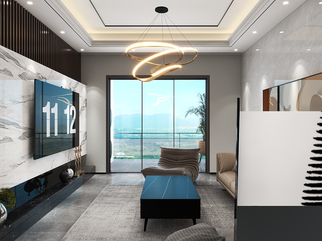 现代简约客厅+卧室效果图设计
